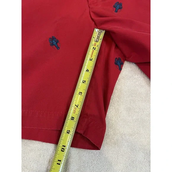 Brooks Brothers 346 Shorts Mens 34 Red Blue All Over Embroidered Lobster Chino - Picture 5 of 5